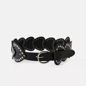 ZARA Studded Heart Leather Belt NWT